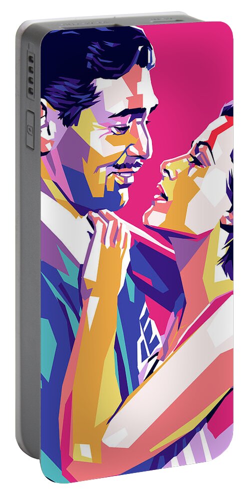 Clark Portable Battery Charger featuring the digital art Clark Gable and Hedy Lamarr by Stars on Art