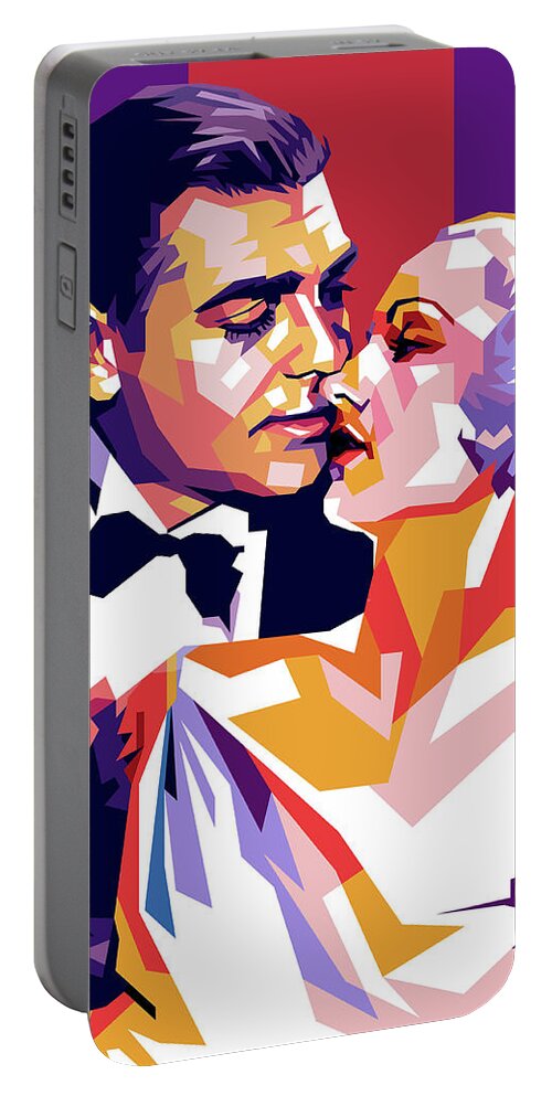 Clark Portable Battery Charger featuring the digital art Clark Gable and Carole Lombard by Stars on Art