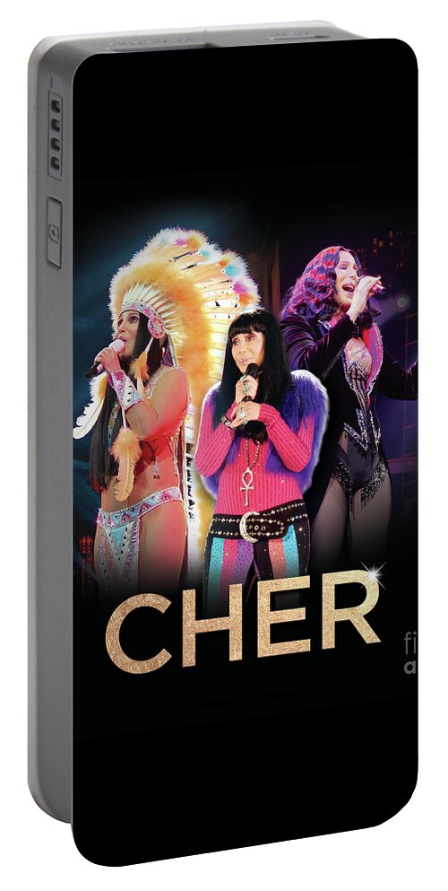 Cher Portable Battery Charger featuring the digital art Classic Cher Trio by Cher Style