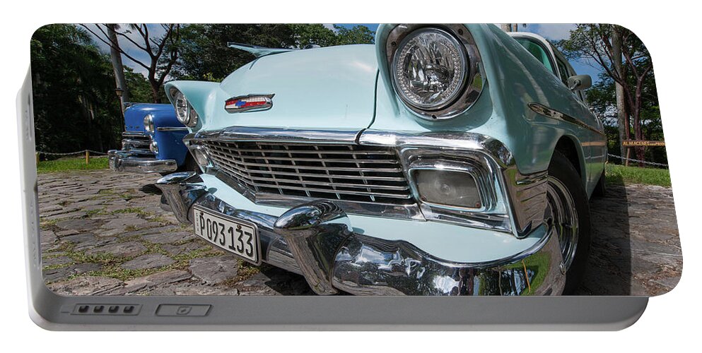 Classic Portable Battery Charger featuring the photograph Classic Cuban Chevy by Mark Duehmig