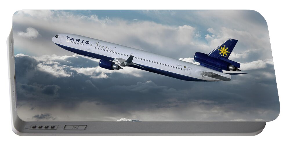 Varig Airlines Portable Battery Charger featuring the mixed media Classic Varig MD-11 of Brazil by Erik Simonsen