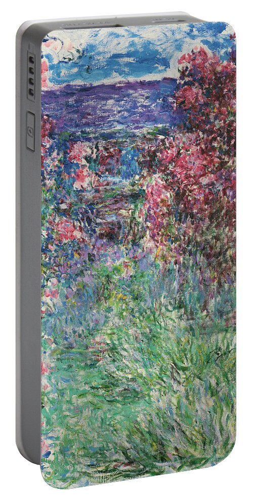 Canvas Portable Battery Charger featuring the painting Claude Monet -Paris, 1840-Giverny, 1926-. The House among the Roses -1925-. Oil on canvas. 92.3 x... by Claude Monet -1840-1926-