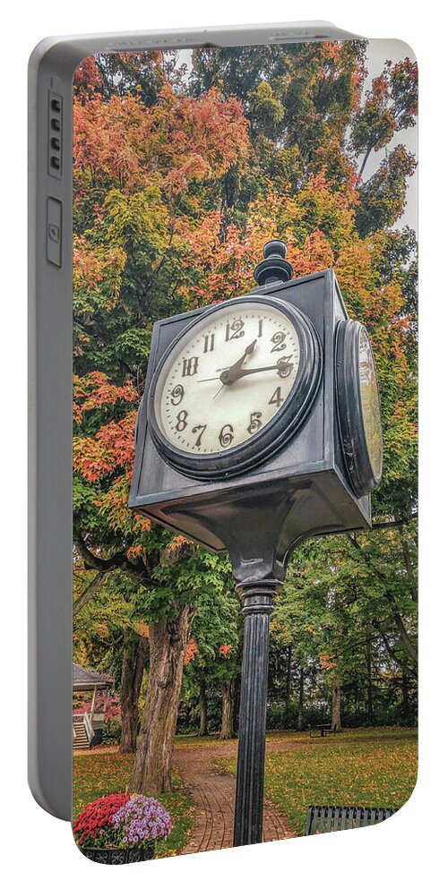 Clock Portable Battery Charger featuring the photograph Clock by Michelle Wittensoldner