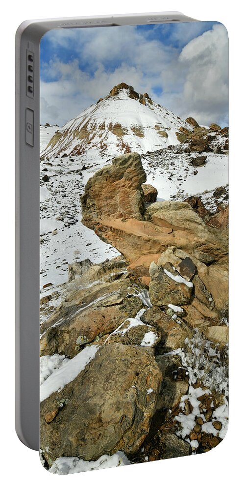 Ruby Mountain Portable Battery Charger featuring the photograph Clouds Billow over Ruby Mountain in Snow by Ray Mathis