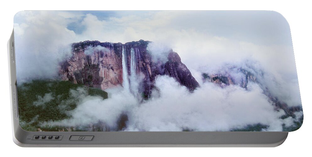 Dave Welling Portable Battery Charger featuring the photograph Clouds Cover Angel Falls In Canaima Np Venezuela by Dave Welling