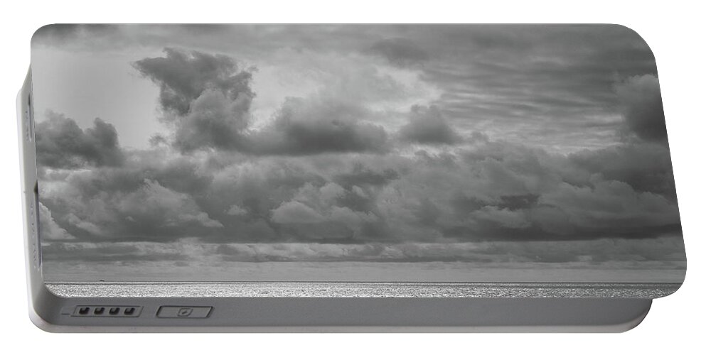 Beach Portable Battery Charger featuring the photograph Cloudy Morning Rough Waves by Steve Stanger