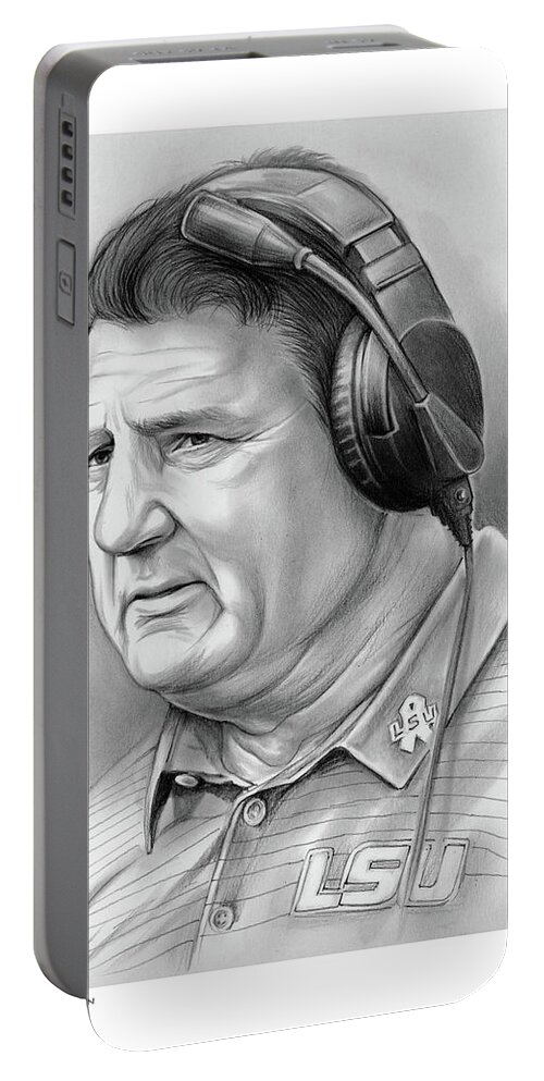Ed Orgeron Portable Battery Charger featuring the drawing Coach Ed Orgeron by Greg Joens