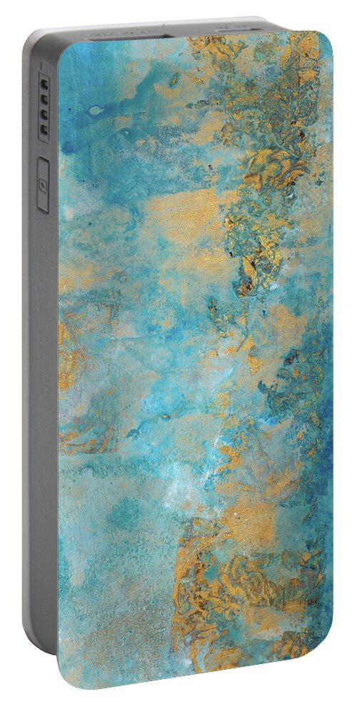 Coastline Portable Battery Charger featuring the mixed media Coastline Vertical Abstract II by Merri Pattinian