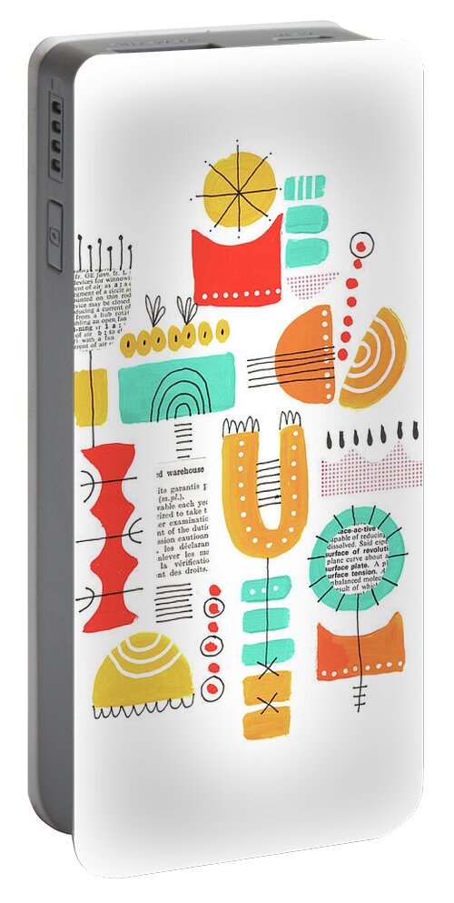 Collage Portable Battery Charger featuring the mixed media Collage and Gouache by Lucie Duclos