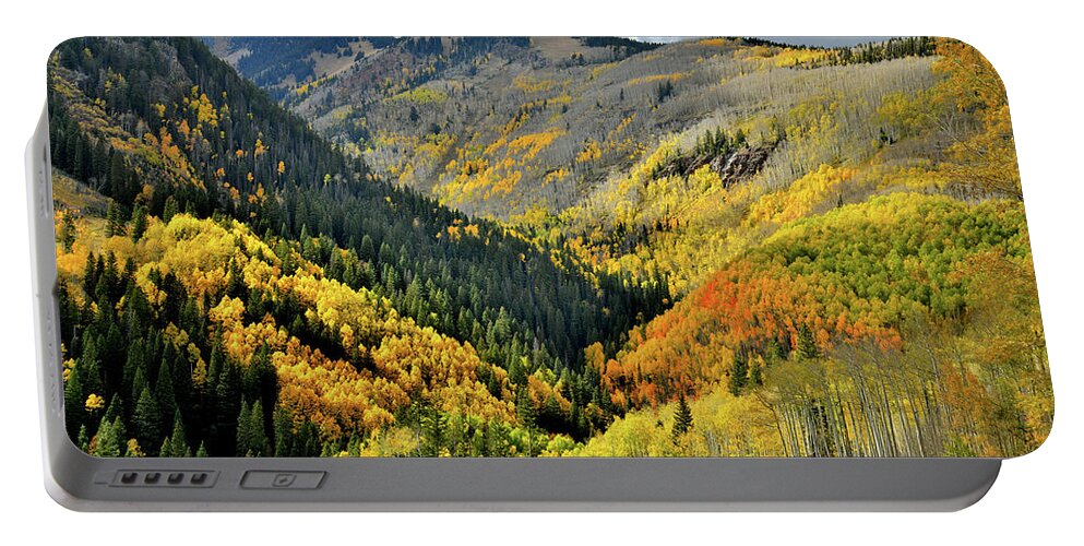 Highway 145 Portable Battery Charger featuring the photograph Color Spotlights along Highway 145 in CO by Ray Mathis
