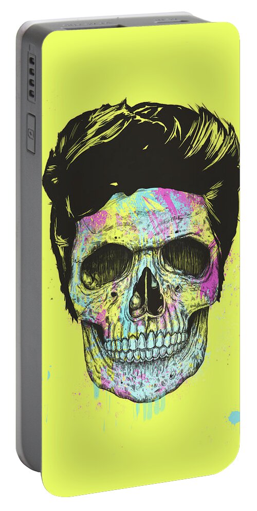 Skull Portable Battery Charger featuring the mixed media Color your skull by Balazs Solti