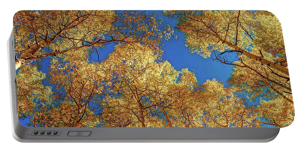 Colorado Portable Battery Charger featuring the photograph Colorado Autumn Sky by Lena Owens - OLena Art Vibrant Palette Knife and Graphic Design