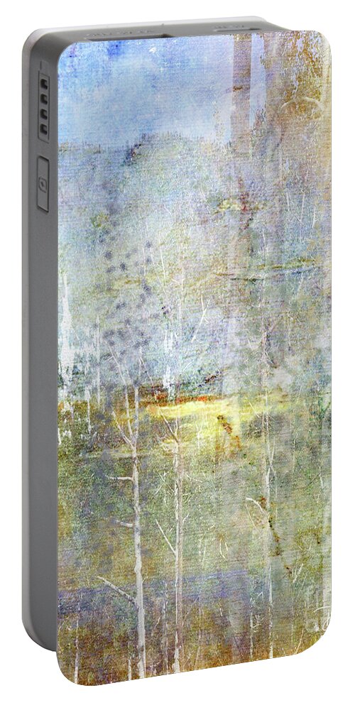 Colorado Portable Battery Charger featuring the digital art Colorado trees overlay by Deb Nakano