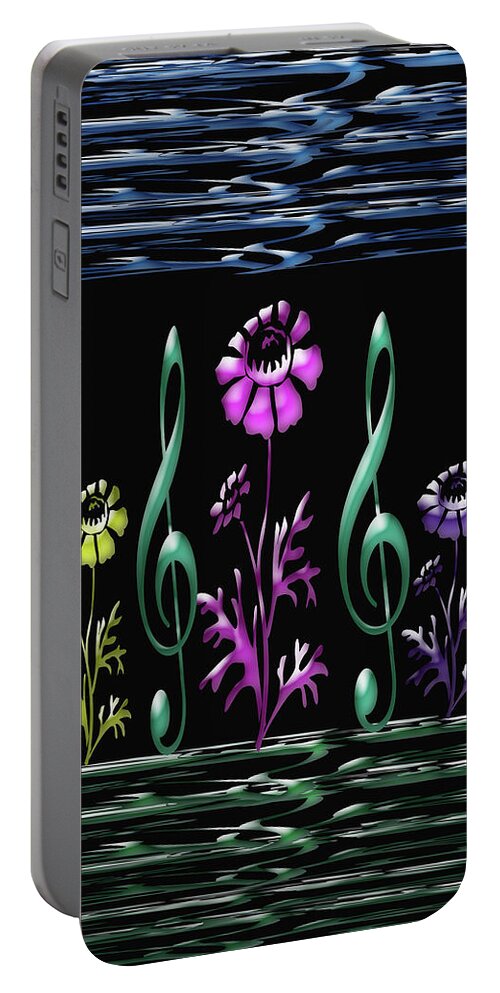 Floral Portable Battery Charger featuring the digital art Colorful Floral Art by Aimee L Maher ALM GALLERY