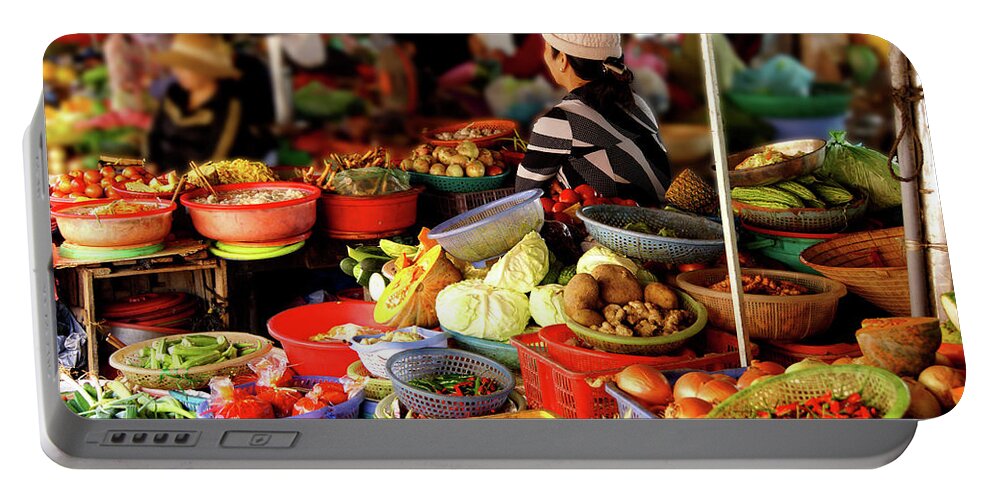 Colorful Portable Battery Charger featuring the photograph Colorful vegetables for sale by Steve Estvanik