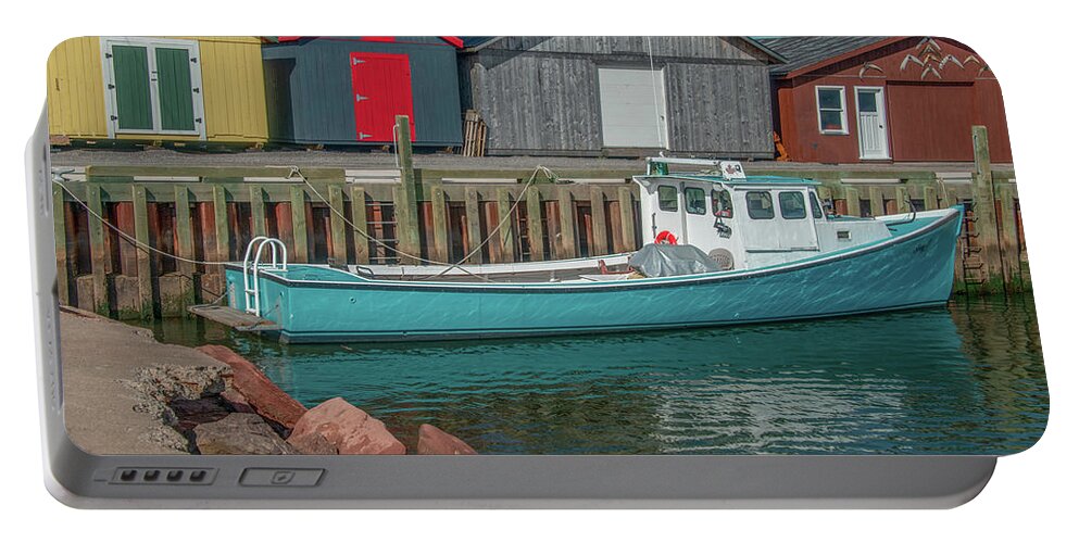 Graham Pond Portable Battery Charger featuring the photograph Colors of Graham Pond Dockside by Marcy Wielfaert