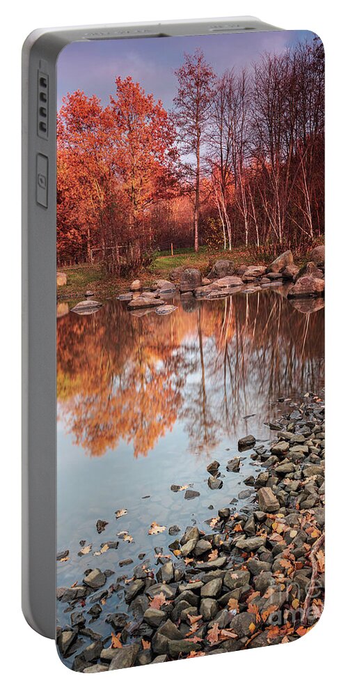 Rock Portable Battery Charger featuring the photograph Colourful Forest Park by Sophie McAulay