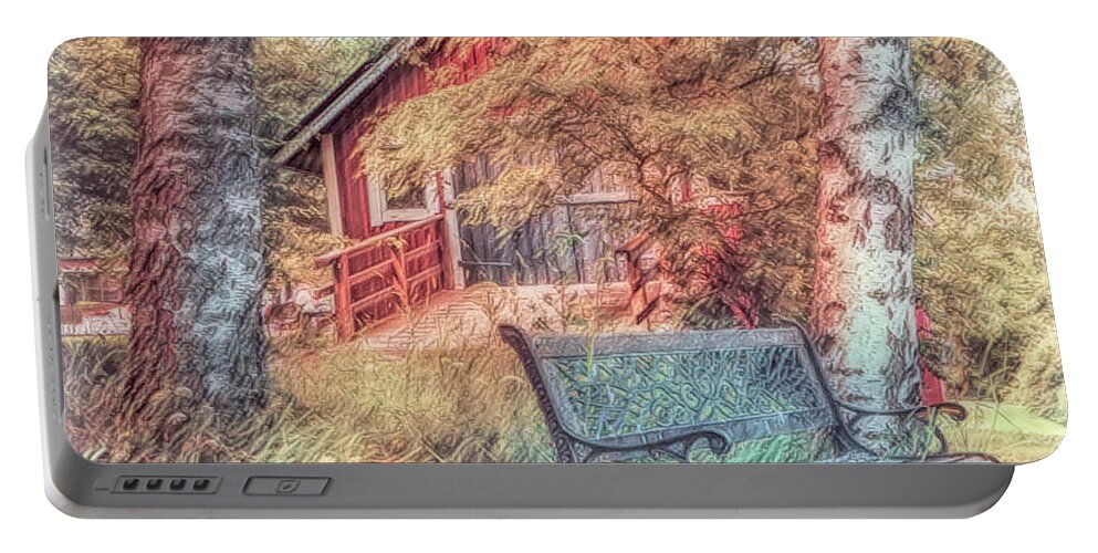 Barn Portable Battery Charger featuring the photograph Come Back Home in Soft Peach and Turquoise by Debra and Dave Vanderlaan