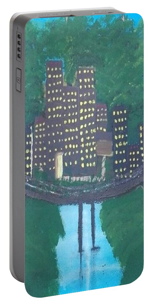 Acrylic Portable Battery Charger featuring the painting Concrete Jungle by Denise Morgan