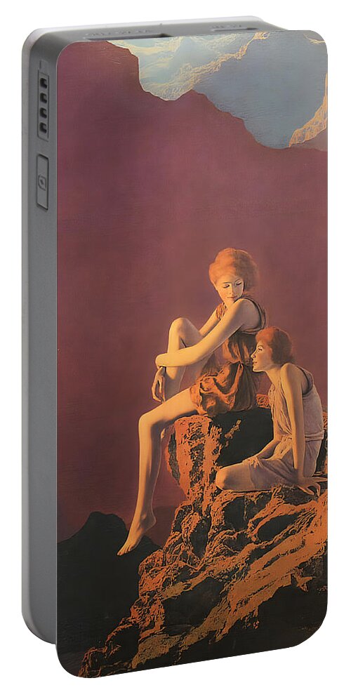 Maxfield Parrish Portable Battery Charger featuring the photograph Contentment by Maxfield Parrish