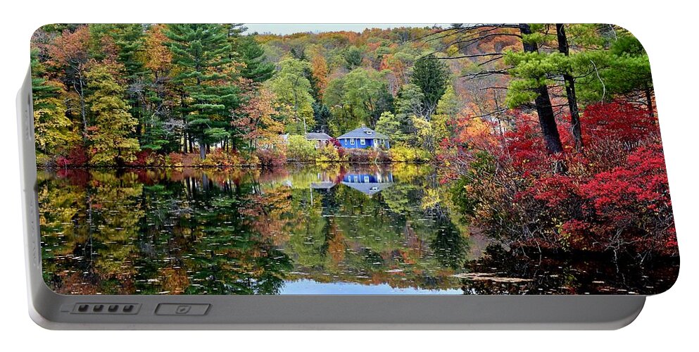 Cook's Pond Portable Battery Charger featuring the photograph Cook's Pond in Autumn by Monika Salvan