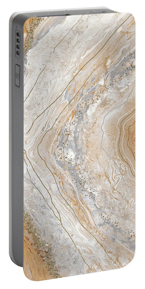 Cool Portable Battery Charger featuring the mixed media Cool Earth Marble Abstract by Tiffany Hakimipour