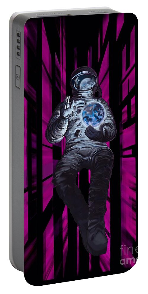 Cosmonaut Portable Battery Charger featuring the painting Cosmonault by Sassan Filsoof