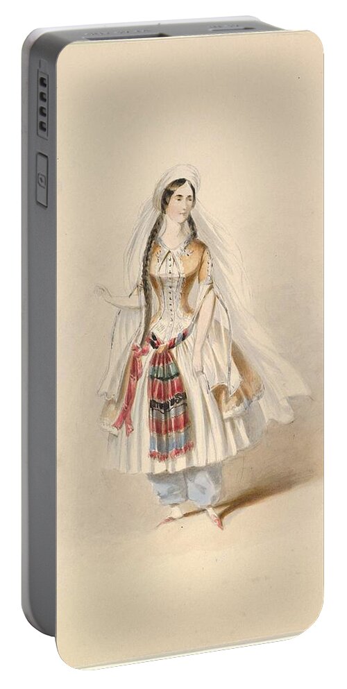 Design Portable Battery Charger featuring the painting Costume Study for Blonde in the Abduction from the Seraglio by W.A. Mozart  Johann Georg Christop by W A Mozart