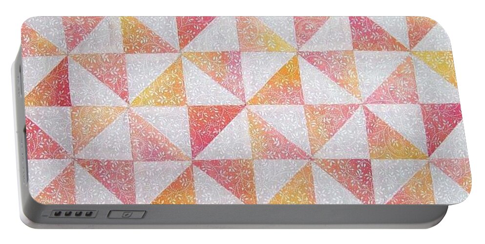 Art Quilt Portable Battery Charger featuring the tapestry - textile Cotton Candy Pinwheels by Pam Geisel
