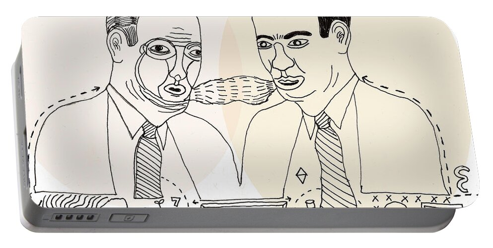 Adult Portable Battery Charger featuring the drawing Coworkers in Conversation by CSA Images
