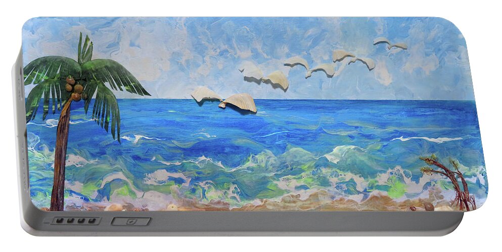 Sea Portable Battery Charger featuring the mixed media Craft Sea by Frances Miller