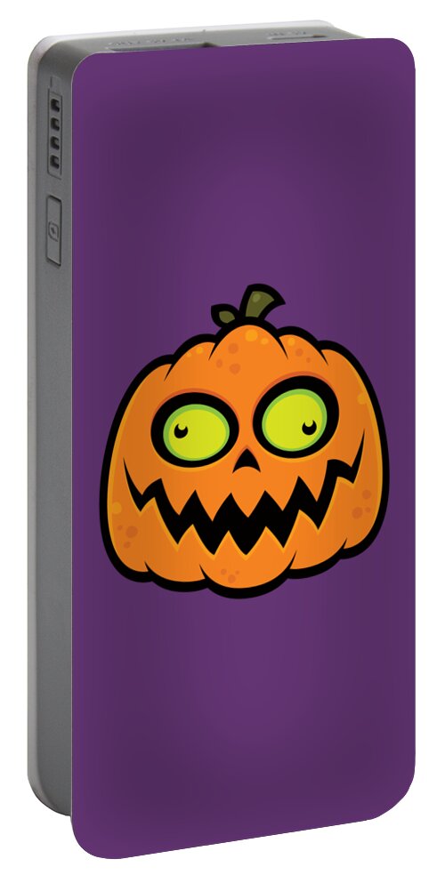 Jackolantern Portable Battery Charger featuring the digital art Crazy Pumpkin by John Schwegel