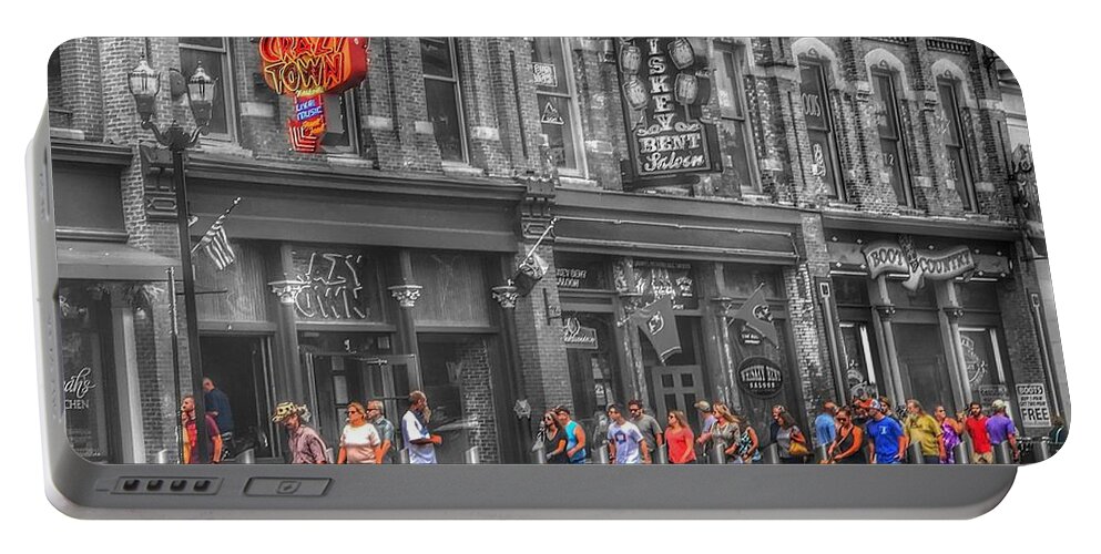 Nashville Portable Battery Charger featuring the photograph Crazy Town by Jack Wilson