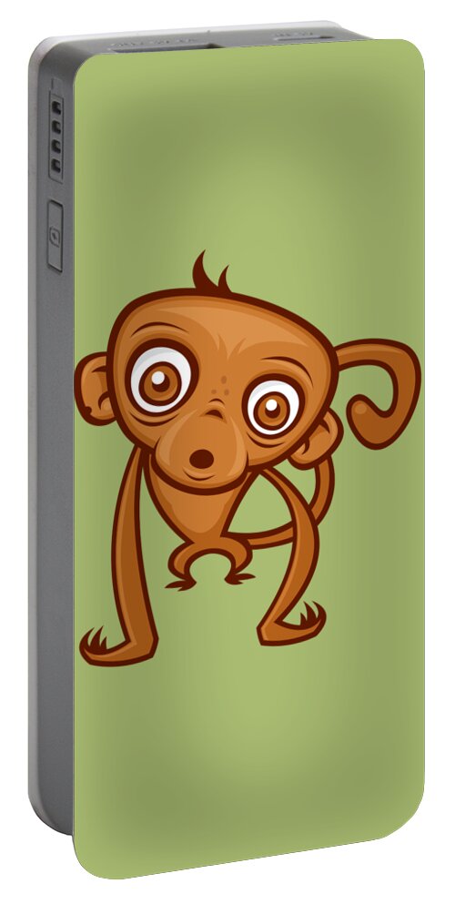 Vector Portable Battery Charger featuring the digital art Cute Monkey by John Schwegel