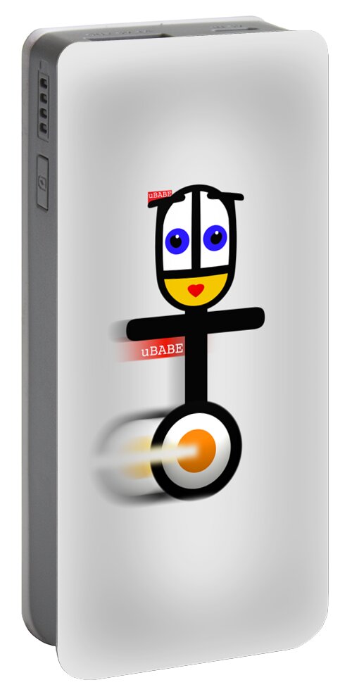 Ubabe Style Portable Battery Charger featuring the digital art Cycle Babe by Ubabe Style