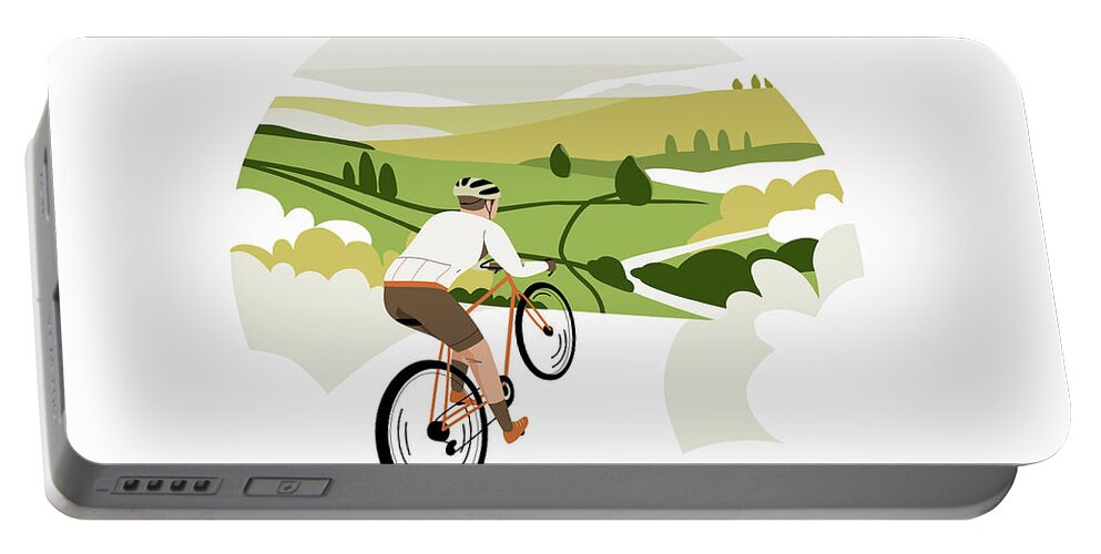 Activity Portable Battery Charger featuring the photograph Cyclist Riding Bike Through Countryside by Ikon Images