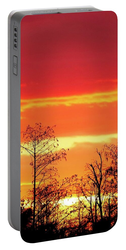 Sunset Portable Battery Charger featuring the photograph Cypress Swamp Sunset 5 by Steve DaPonte