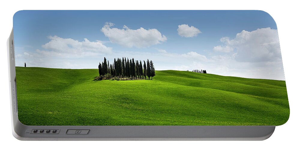 Agriculture Portable Battery Charger featuring the photograph Cypress trees in Tuscany by Francesco Riccardo Iacomino