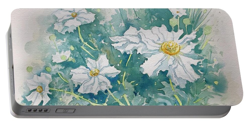 Flower Portable Battery Charger featuring the painting Matilija Poppies by Luisa Millicent