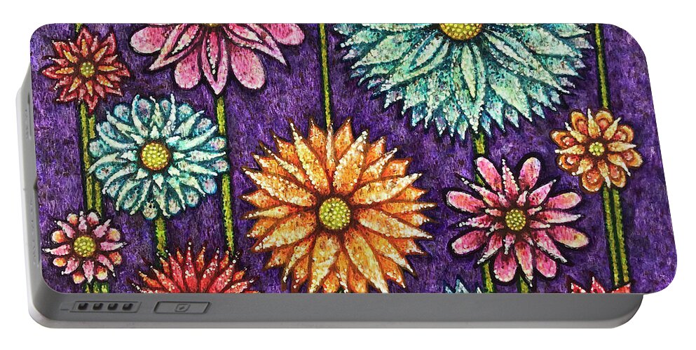 Floral Portable Battery Charger featuring the painting Daisy Tapestry by Amy E Fraser