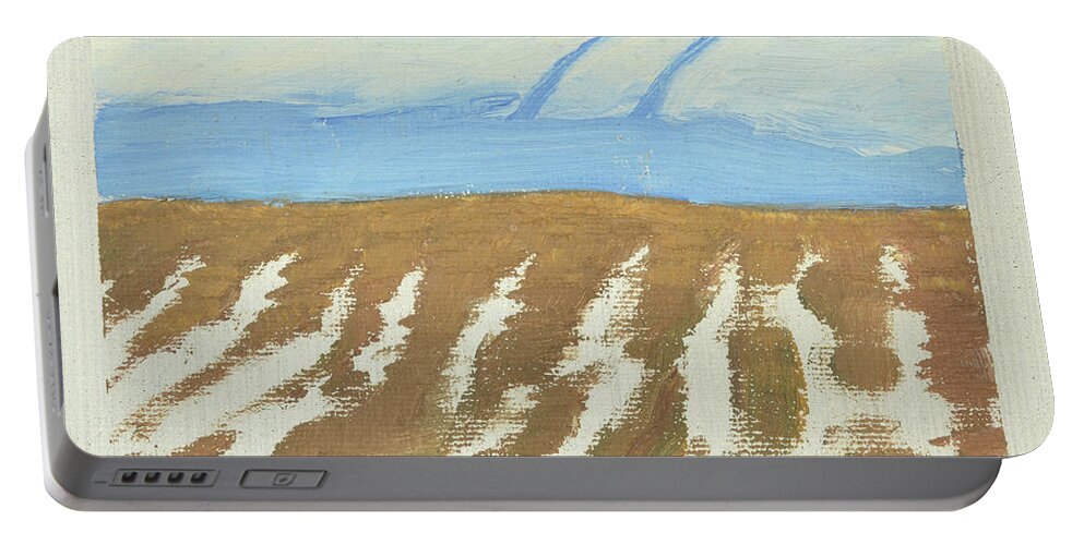 Landskap Portable Battery Charger featuring the painting Dala spring winter  Dala vaarvinter 1995-97 5 of 7 by Marica Ohlsson