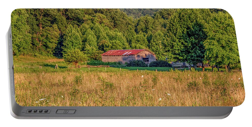 Cades Cove Portable Battery Charger featuring the photograph Dan Lawson Barn by Marcy Wielfaert