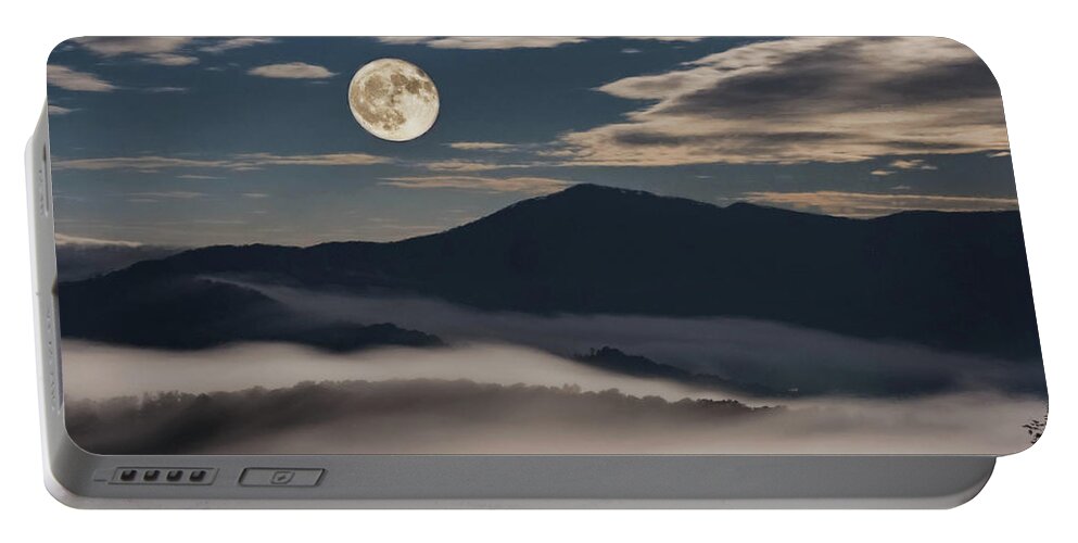 Asheville Nc Portable Battery Charger featuring the photograph Dance of Clouds and Moon by Louise Lindsay