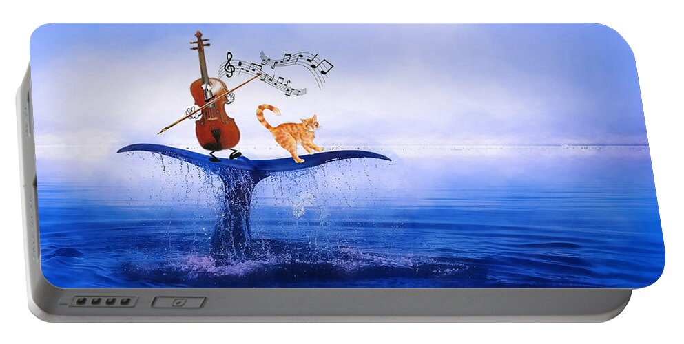 Fiddles Portable Battery Charger featuring the mixed media Dancing on Whale Tails by Colleen Taylor