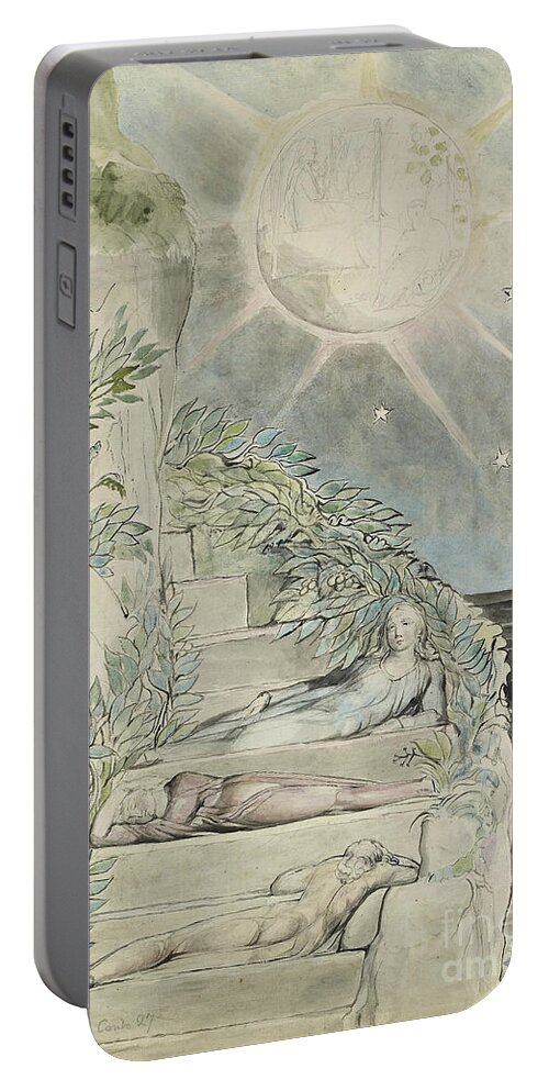 William Blake Portable Battery Charger featuring the painting Dante And Statius Sleeping, Virgil Watching Watercolor by William Blake