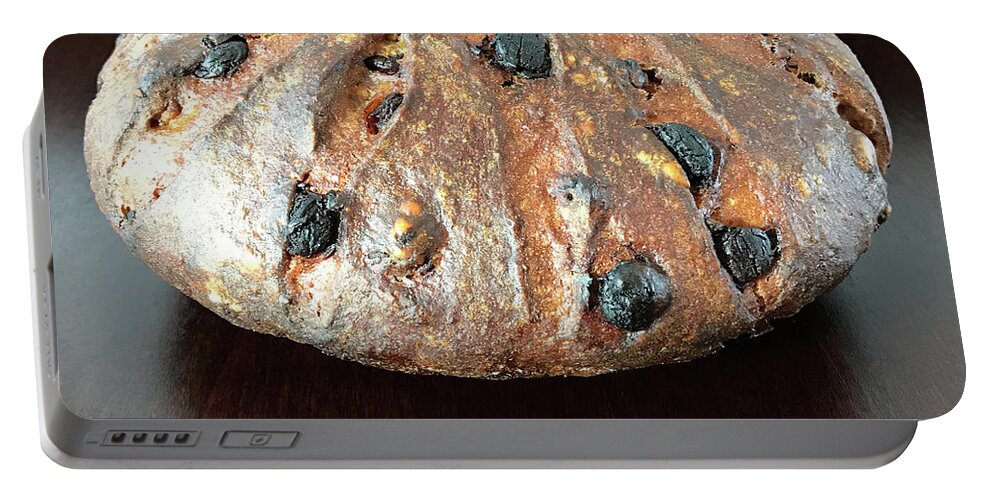 Bread Portable Battery Charger featuring the photograph Dark Chocolate Chip, Walnut, Whole Grain Rye Sourdough 1 by Amy E Fraser