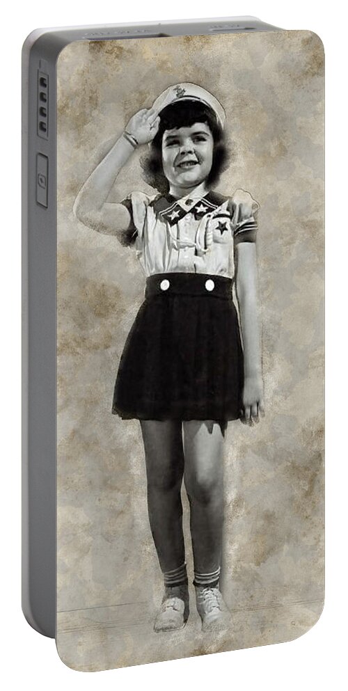 Our Gang Comedy Portable Battery Charger featuring the digital art Darla Hood by Pheasant Run Gallery