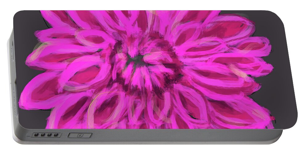 Dahlia Portable Battery Charger featuring the painting Darling Dahlia pink grey by Go Van Kampen