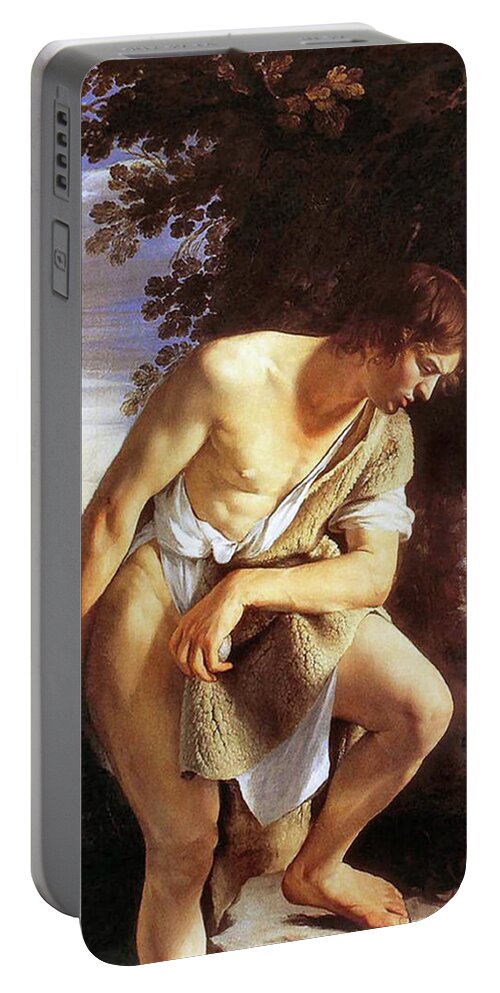 Orazio Gentileschi Portable Battery Charger featuring the painting David Contemplating by Orazio Gentileschi