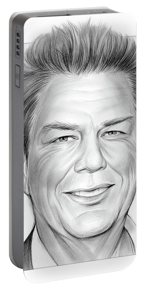 David Foster Portable Battery Charger featuring the drawing David Foster by Greg Joens